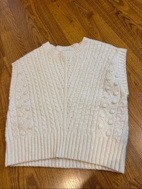 Sincerely Jules Cream Cable Knit Sleeveless Sweater Vest